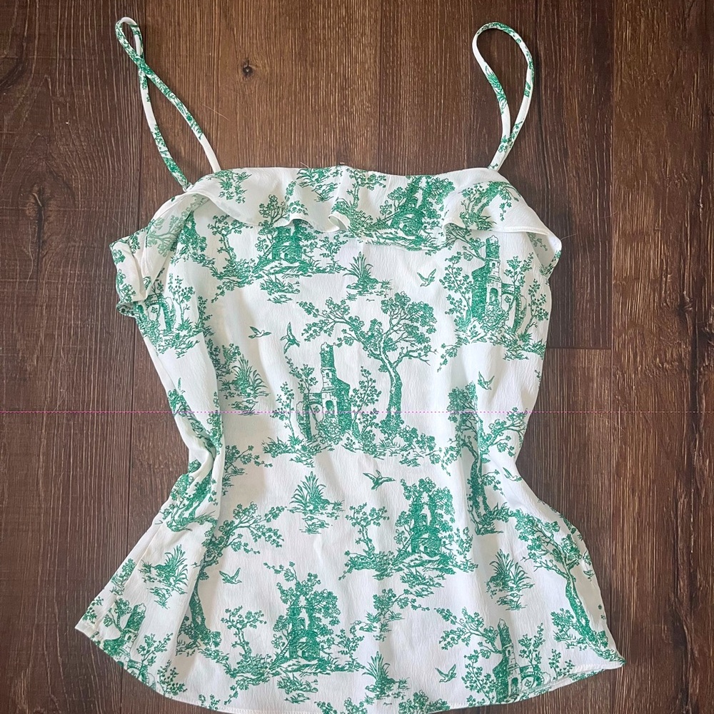 Green and white top